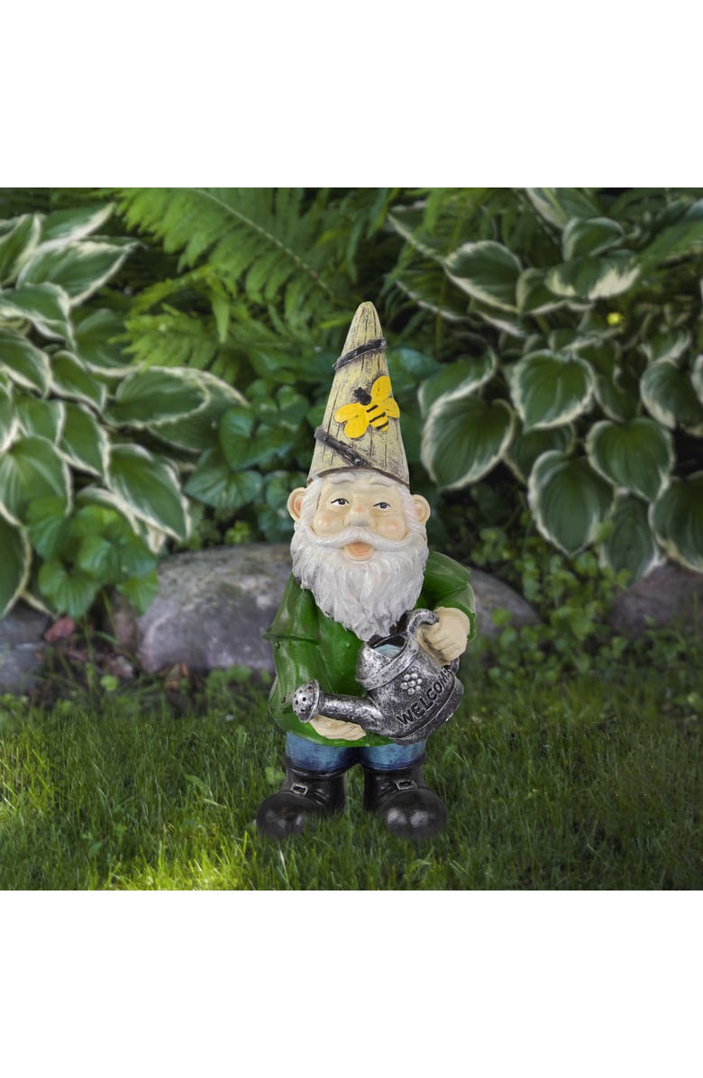Northlight Gnome with Watering Can Outdoor Garden Statue - 15.5", Alternate, color, Green
