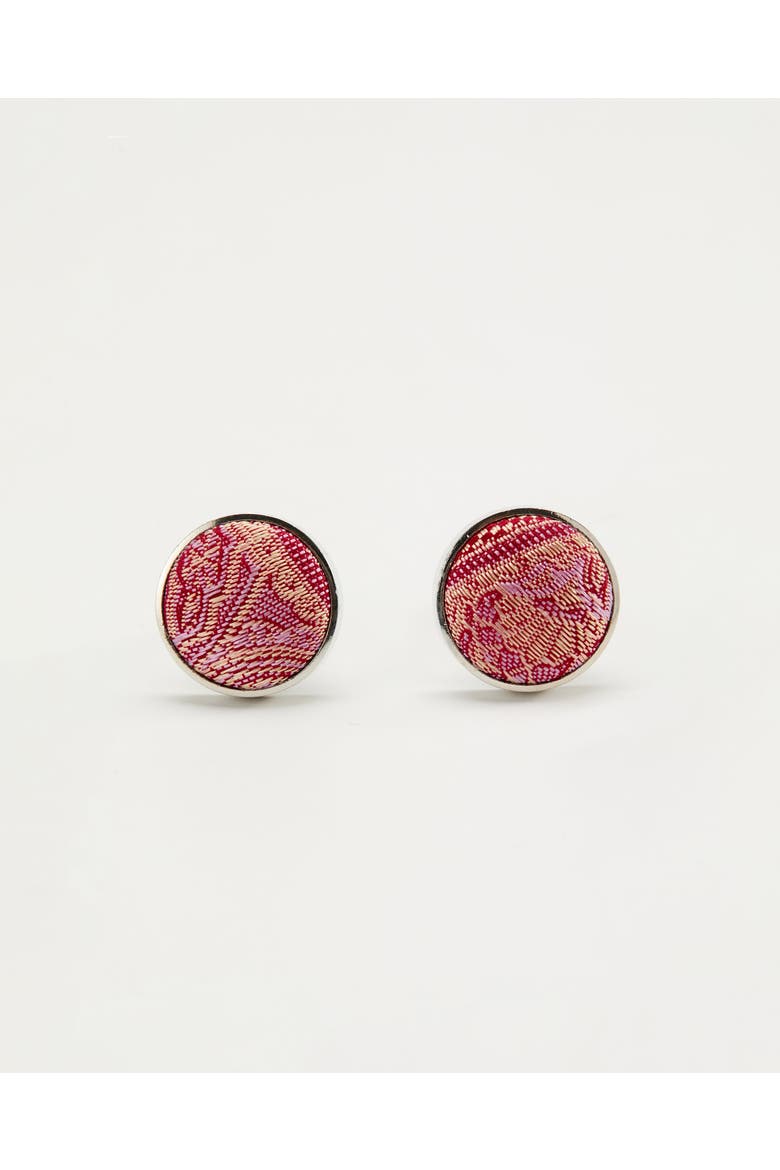 Paisley Silk Cufflinks, Main, color, Rose Merlot