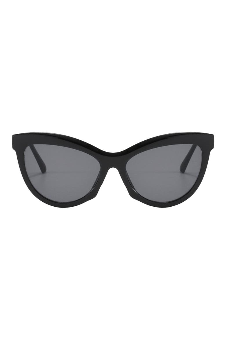 Pippa 73mm Oversize Polarized Cat Eye Sunglasses, Main, color, BLACK