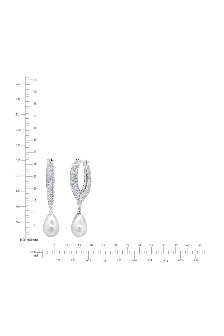 Teardrop Pearl & Pavé Drop Earrings, Alternate, color, PURE PLATINUM/ PEARL