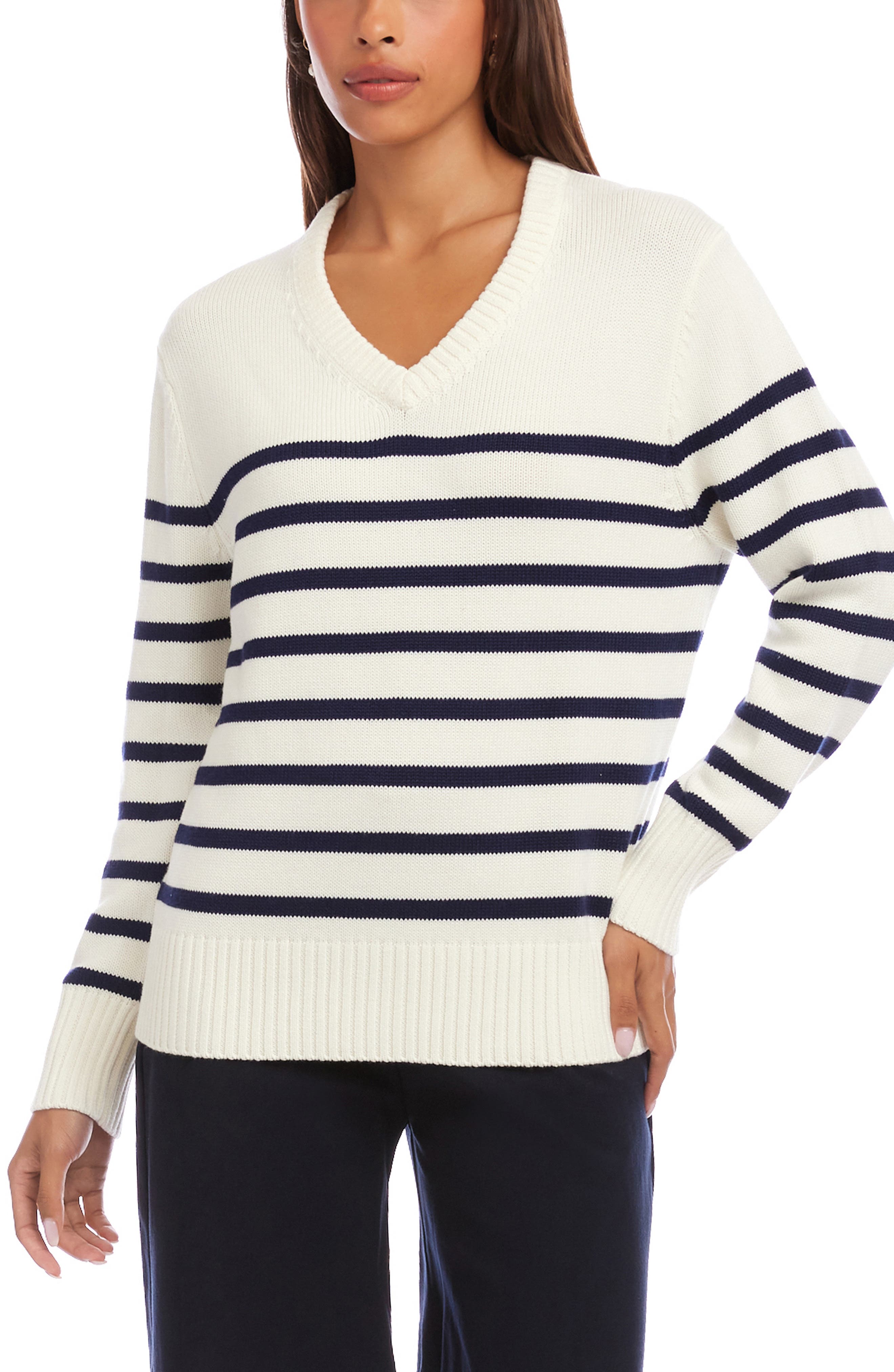 Stripe V-Neck Sweater