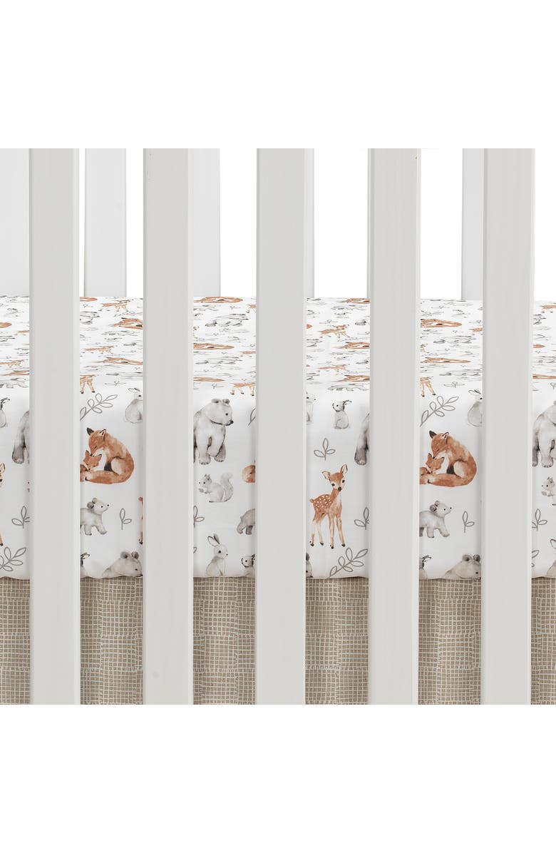Lambs & Ivy Painted Forest Woodland Animals 4-Piece Nursery Baby Crib Bedding Set, Alternate, color, Tan