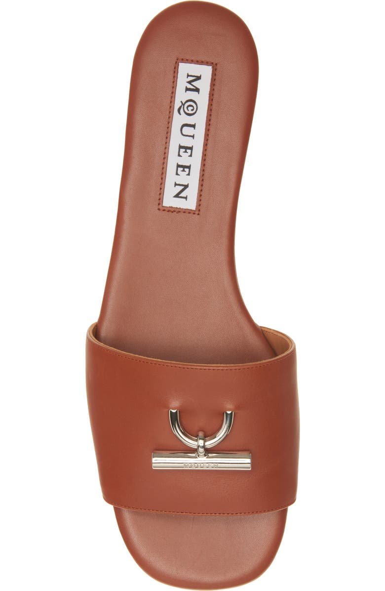 McQueen Arc Flat Slide Sandal, Alternate, color, Siena/ Silver