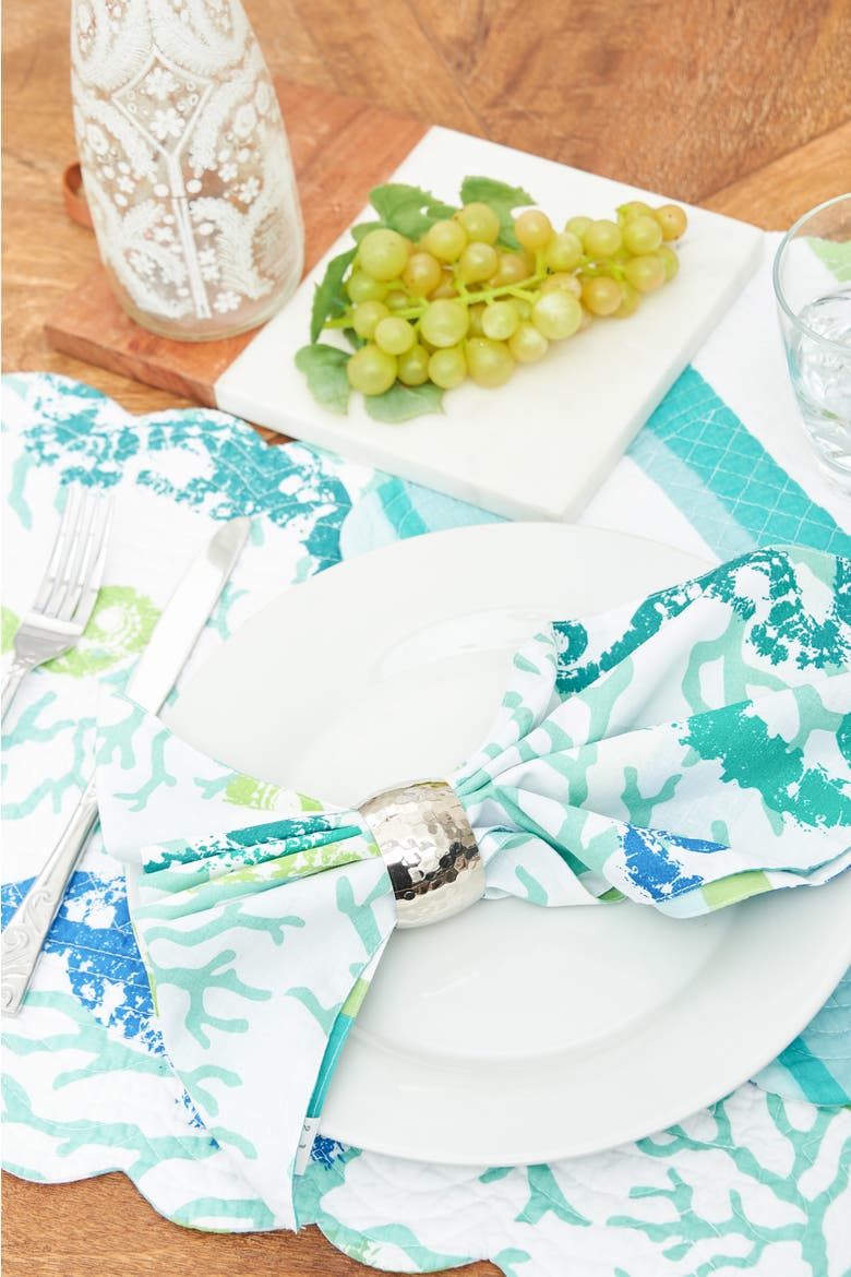 Aquarius Cotton Reversible Napkin, Set of 6, Alternate, color, Green