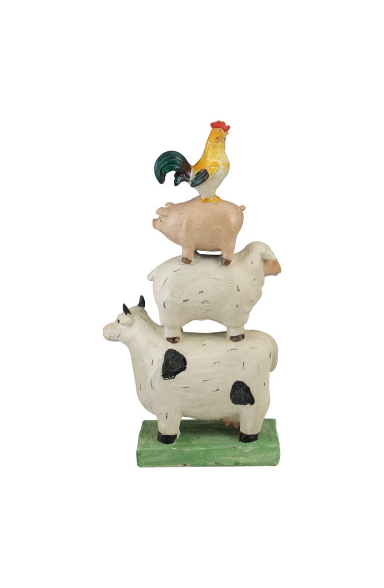 Northlight 11.5" Stacked Farm Animals Outdoor Garden Statue, Alternate, color, Multi
