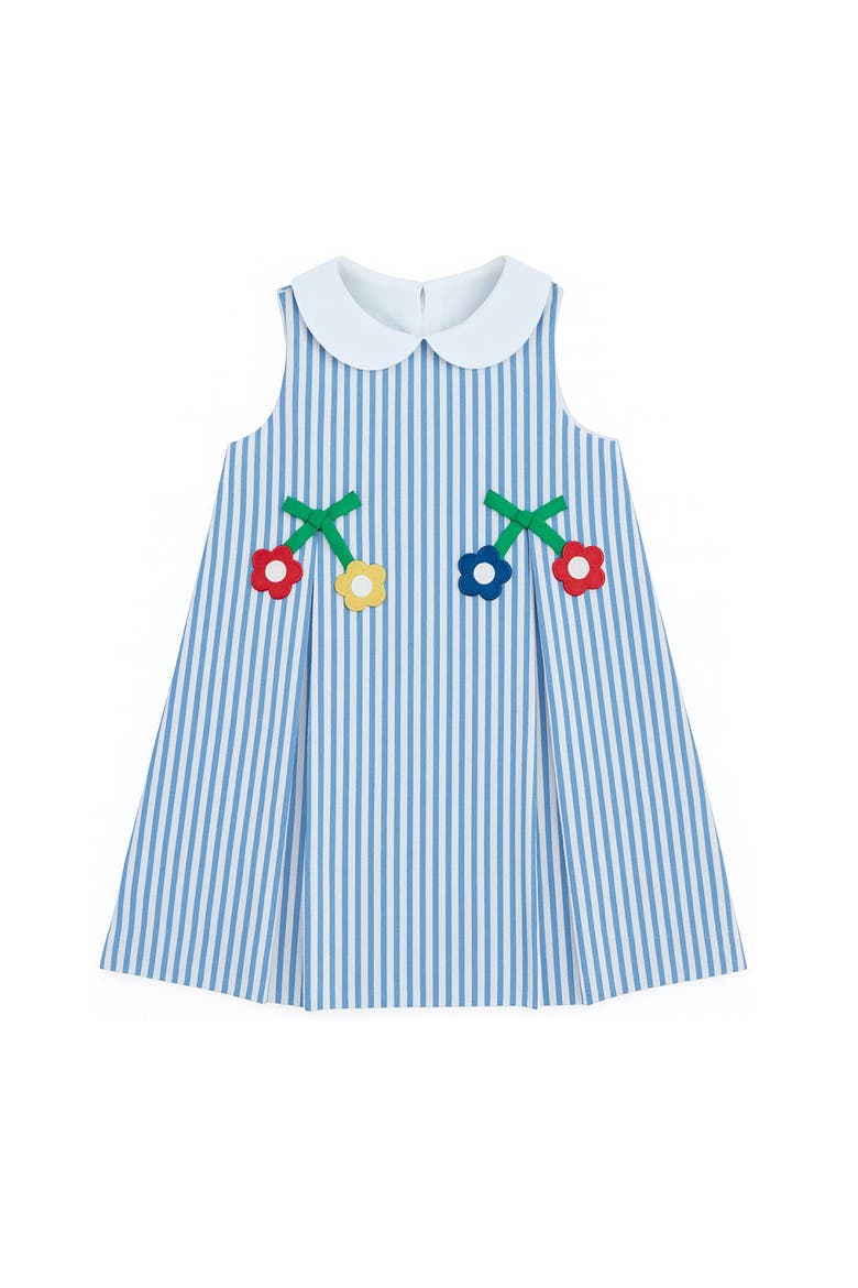 Seersucker Dress With Flowers, Main, color, Royal/Wht