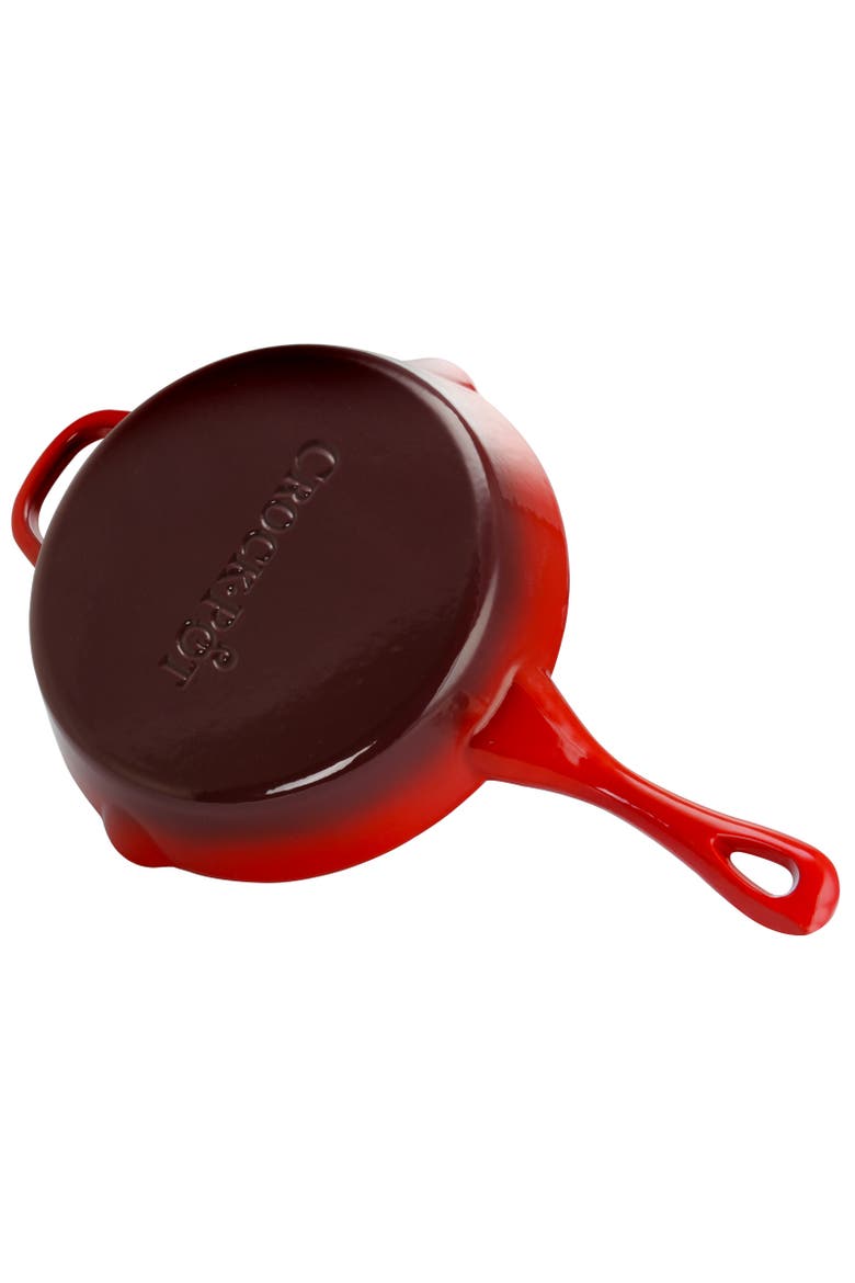 10 in. Round Enameled Cast Iron Skillet, Alternate, color, Red