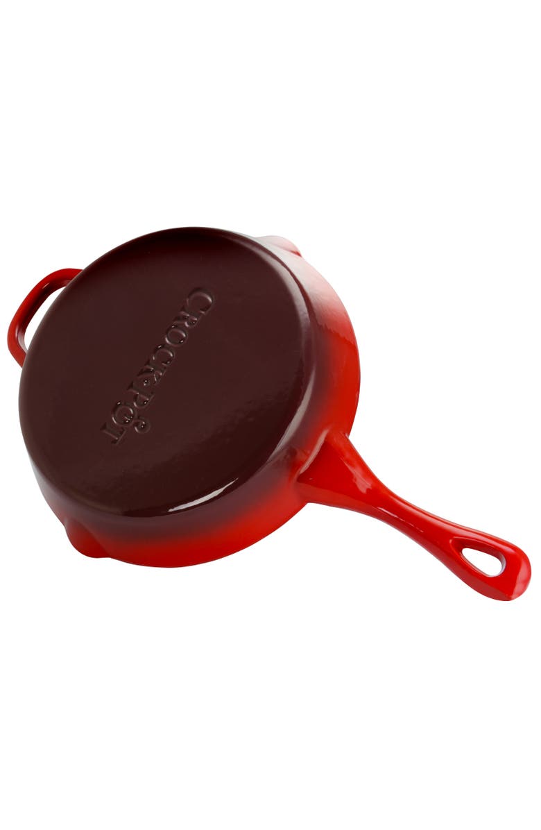 Crock-pot 10 in. Round Enameled Cast Iron Skillet, Alternate, color, Red