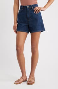 Reformation Saige High Waist Raw Hem Denim Cutoff Shorts