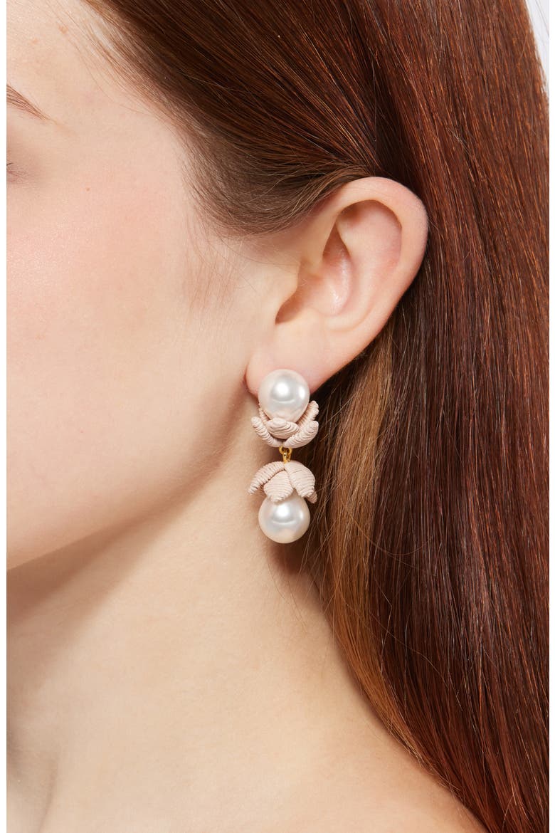 Chloris Faux Pearl Drop Earrings, Alternate, color, NATURAL