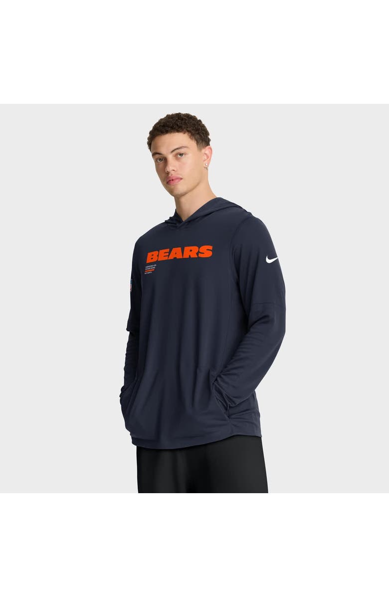 Nike Men's Nike Navy Chicago Bears Big & Tall Sideline Performance Long Sleeve Hoodie T-Shirt, Alternate, color, Navy