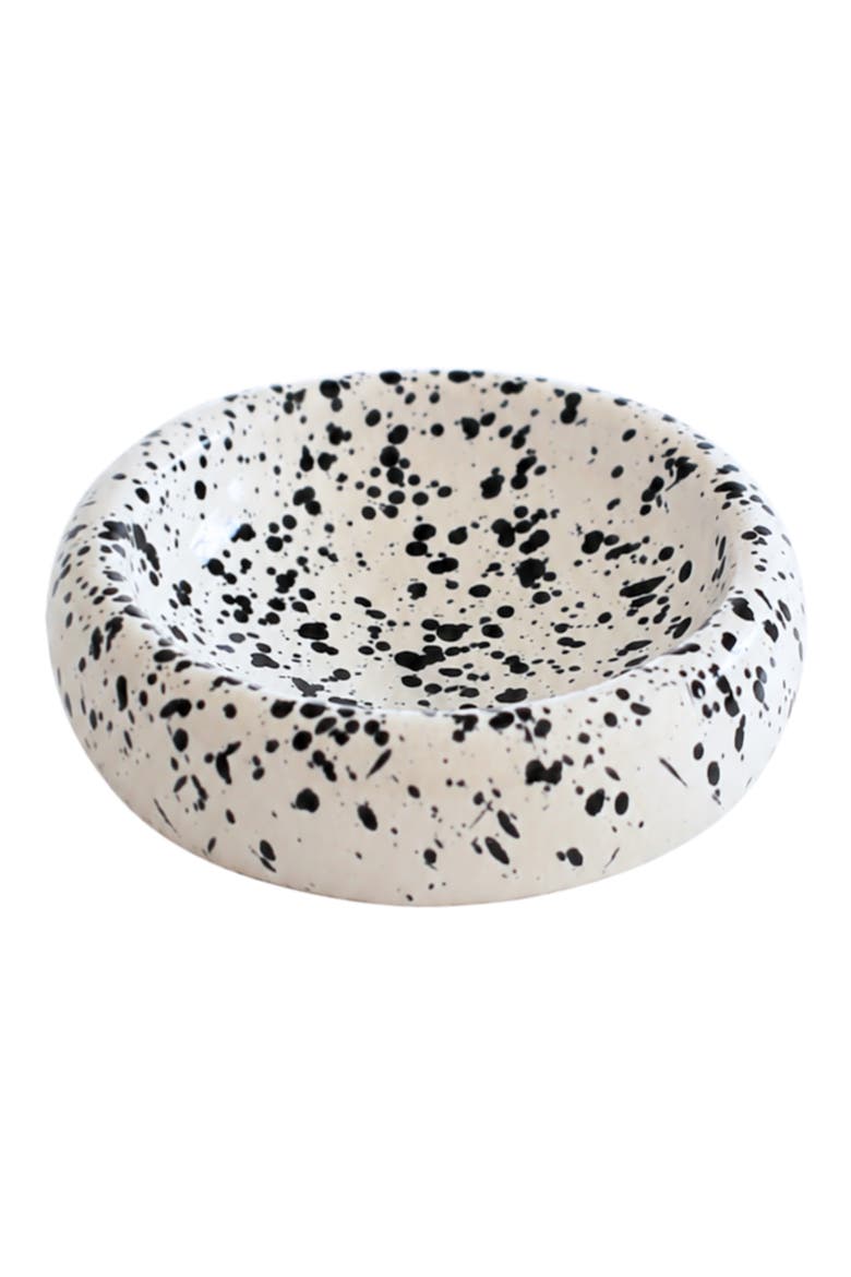 Ink Halo Cat Bowl, Main, color, WHITE WITH BLACK INK SPLATTER