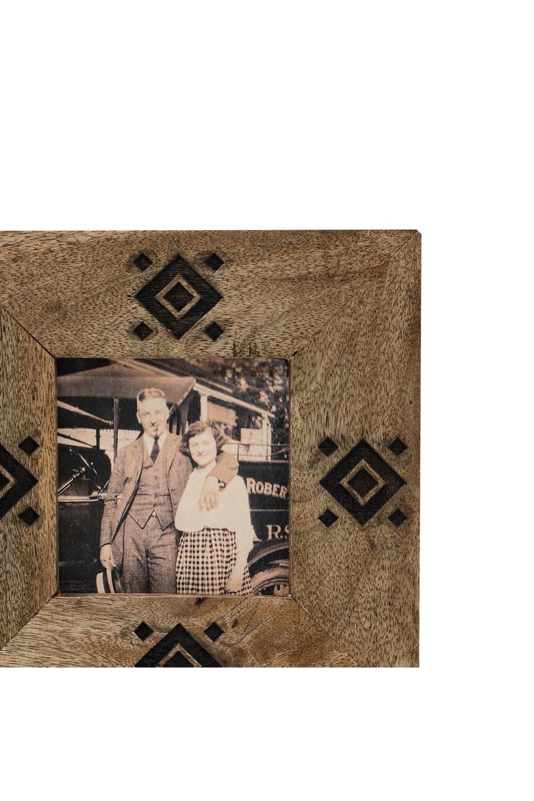 4x4 Black Diamond Picture Frame Mango Wood MDF & Glass, Alternate, color, Brown
