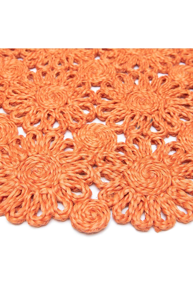 Daisy Jute Placemat  - Set of 4, Alternate, color, Clementine 15" Round