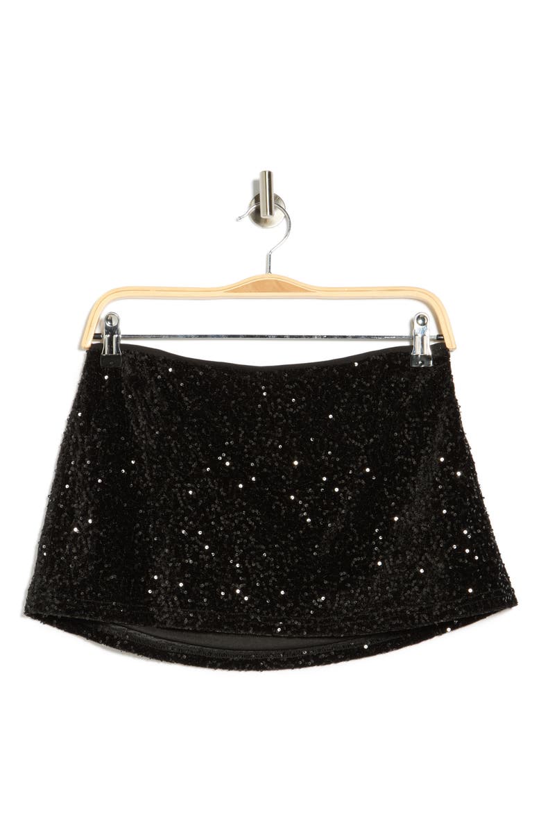 LE LIS Velvet Sequin Micro Shorts, Alternate, color, Black
