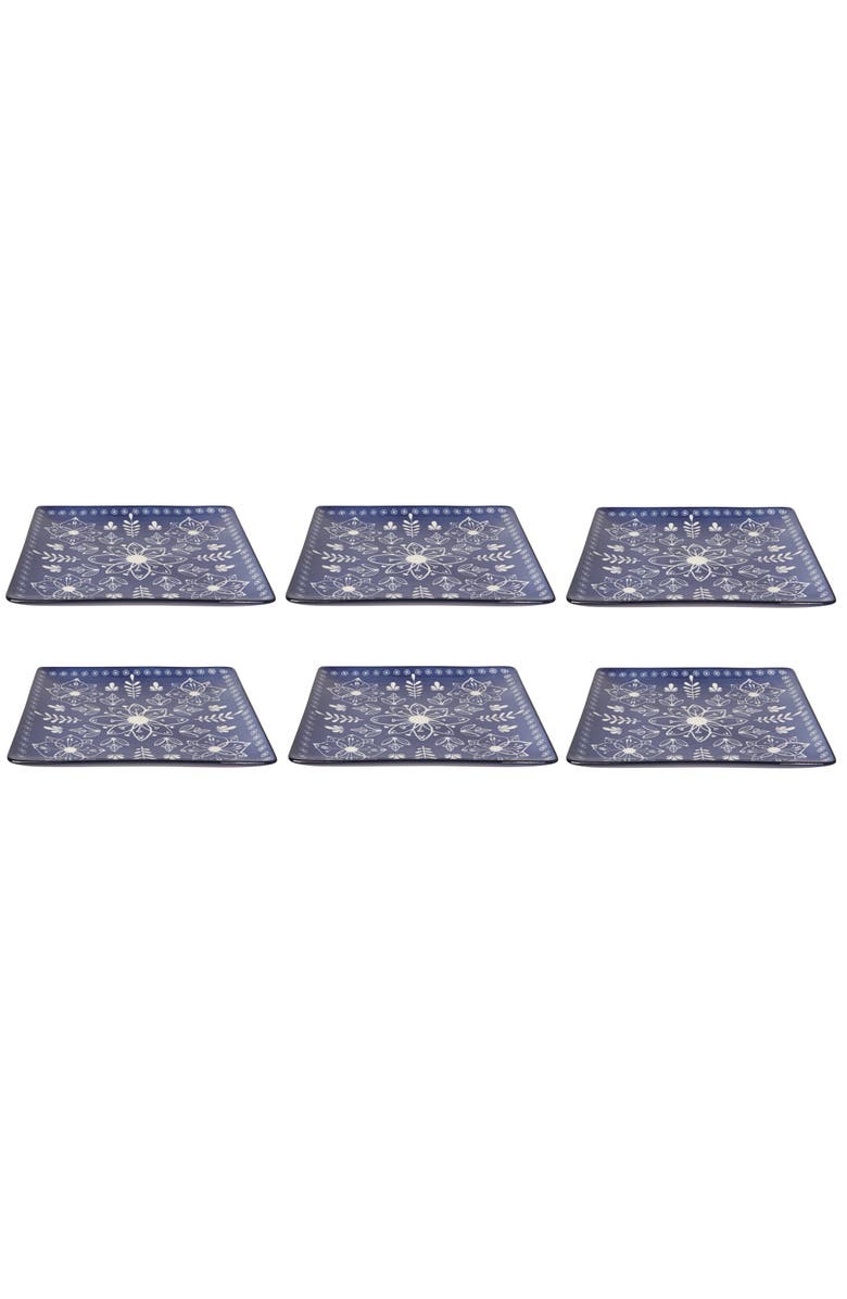 Danica Brands Porto Stamped Plate - Set of 6, Main, color, Blue