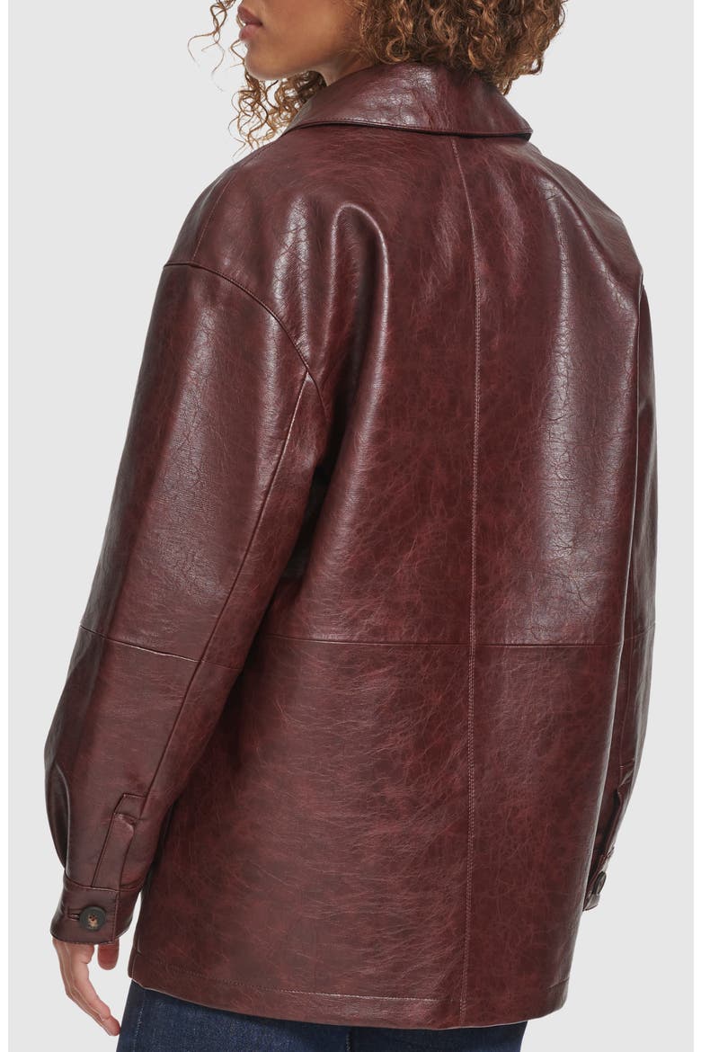 Oversize Faux Leather Relaxed Jacket, Alternate, color, OXBLOOD