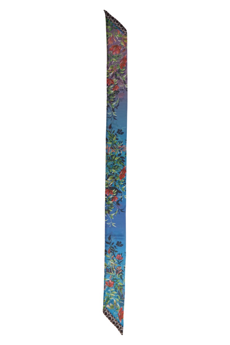 Print Skinny Scarf, Alternate, color, BLUE CLIMBING FLORAL