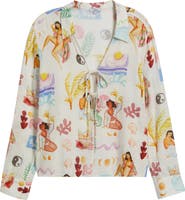 Rails Elm Stripe Tie Front Linen Blend Top