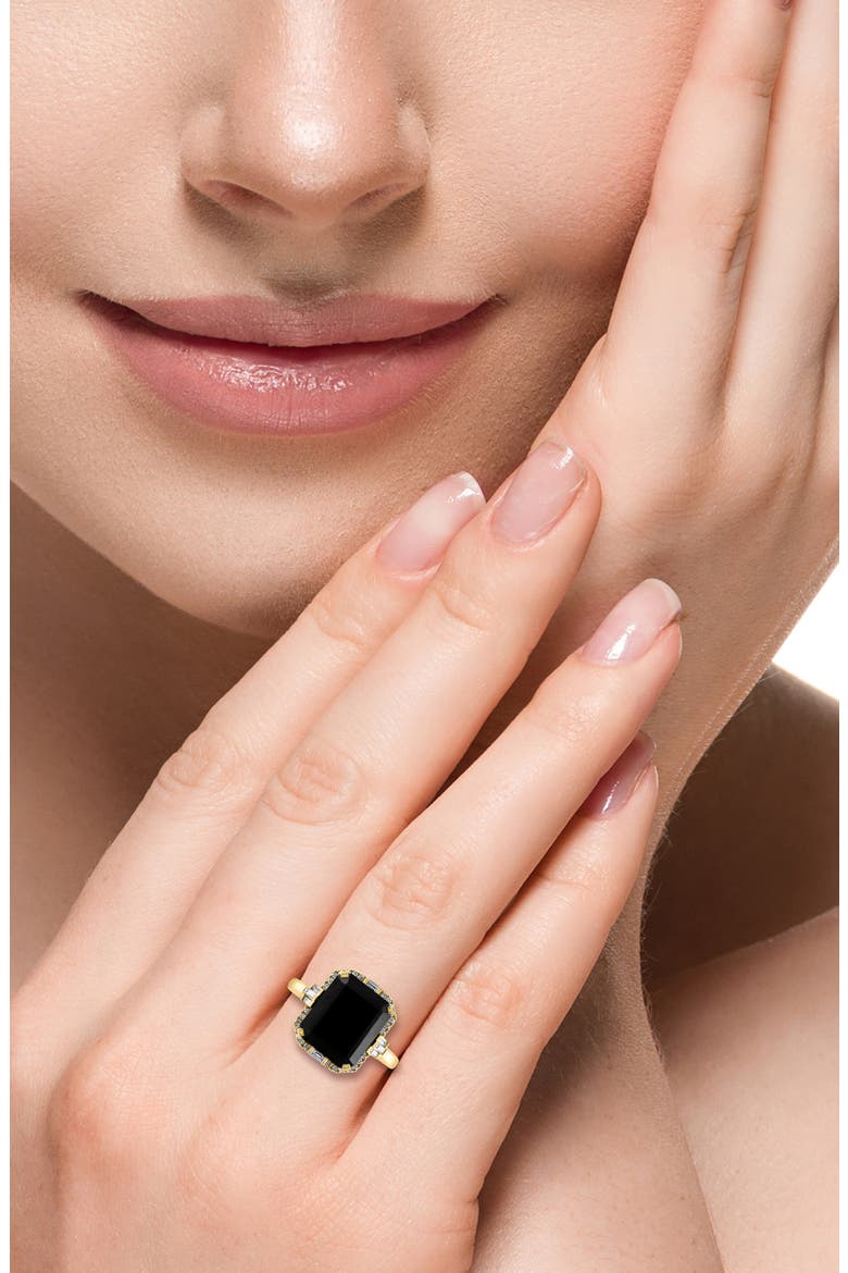 14K Yellow Gold Diamond Onyx Ring - Size 7 - 0.2 ctw., Alternate, color, BLACK
