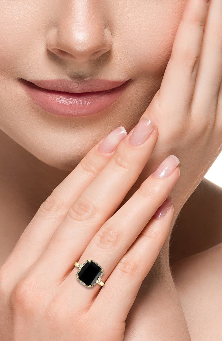 EFFY 14K Yellow Gold Diamond Onyx Ring - Size 7 - 0.2 ctw., Alternate, color, Black