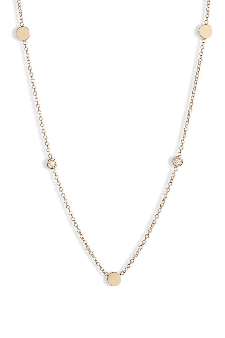 Bezel Diamond Necklace, Main, color, GOLD/ DIAMOND