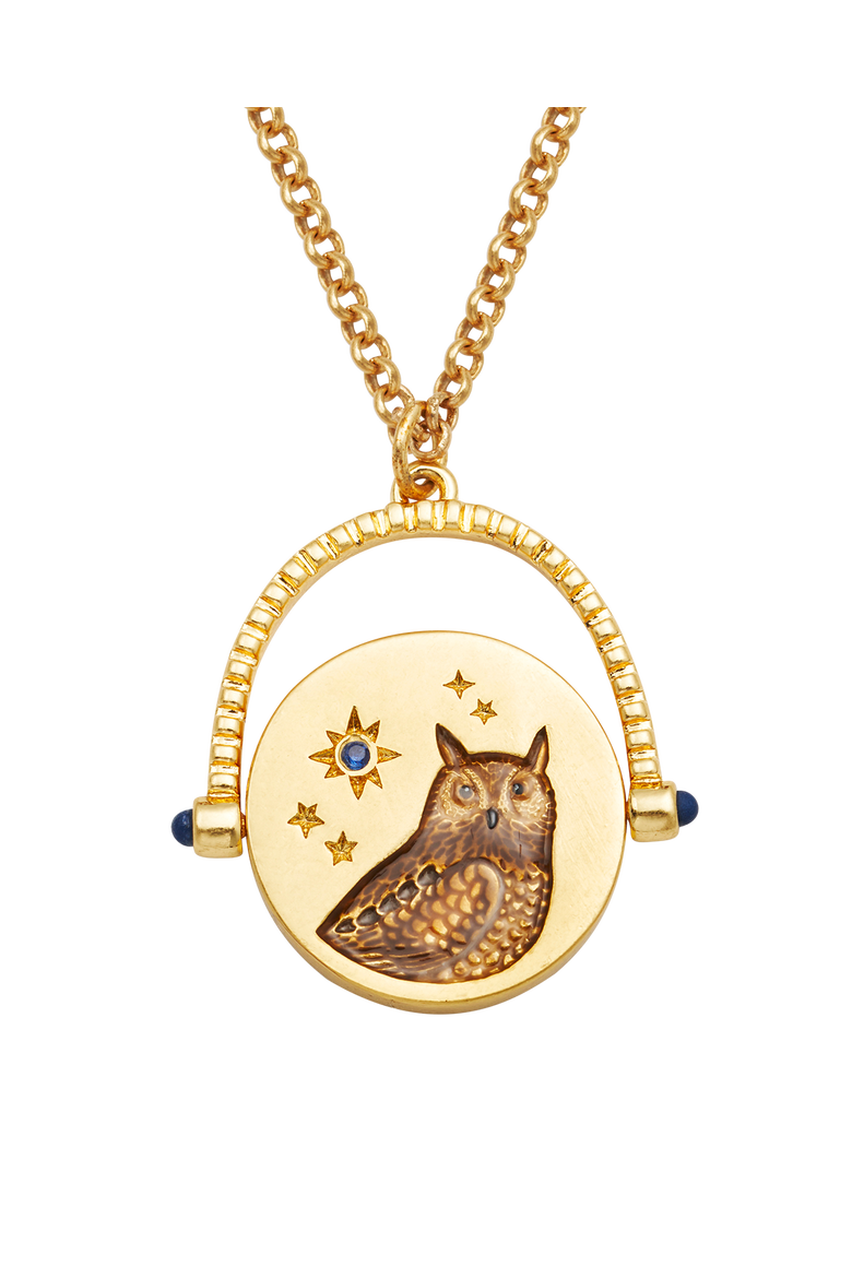 Owl Spinner Necklace, Main, color, Gold