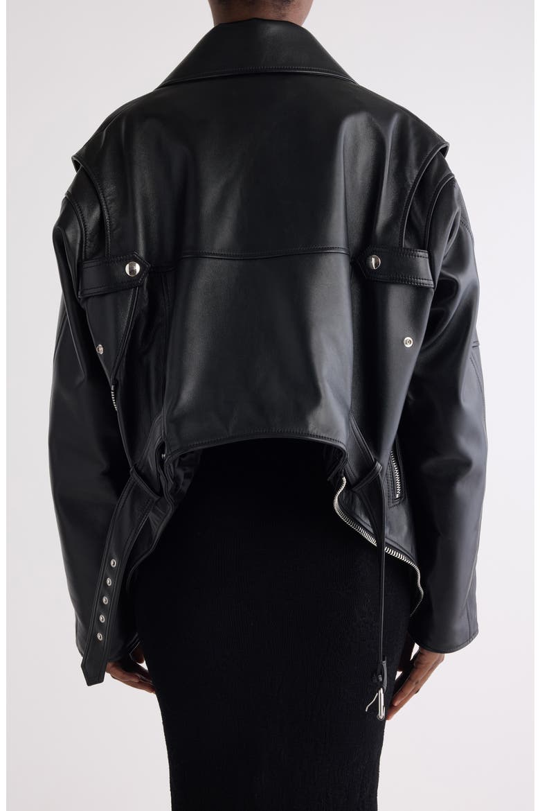 Upside Down Leather Jacket, Alternate, color, BLACK