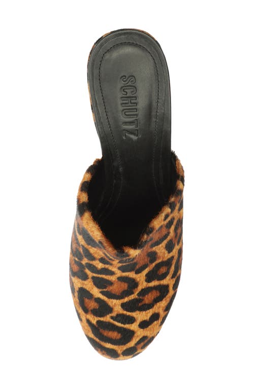 Schutz Sierra Leopard-print Calf Hair Platform Mules In Brown