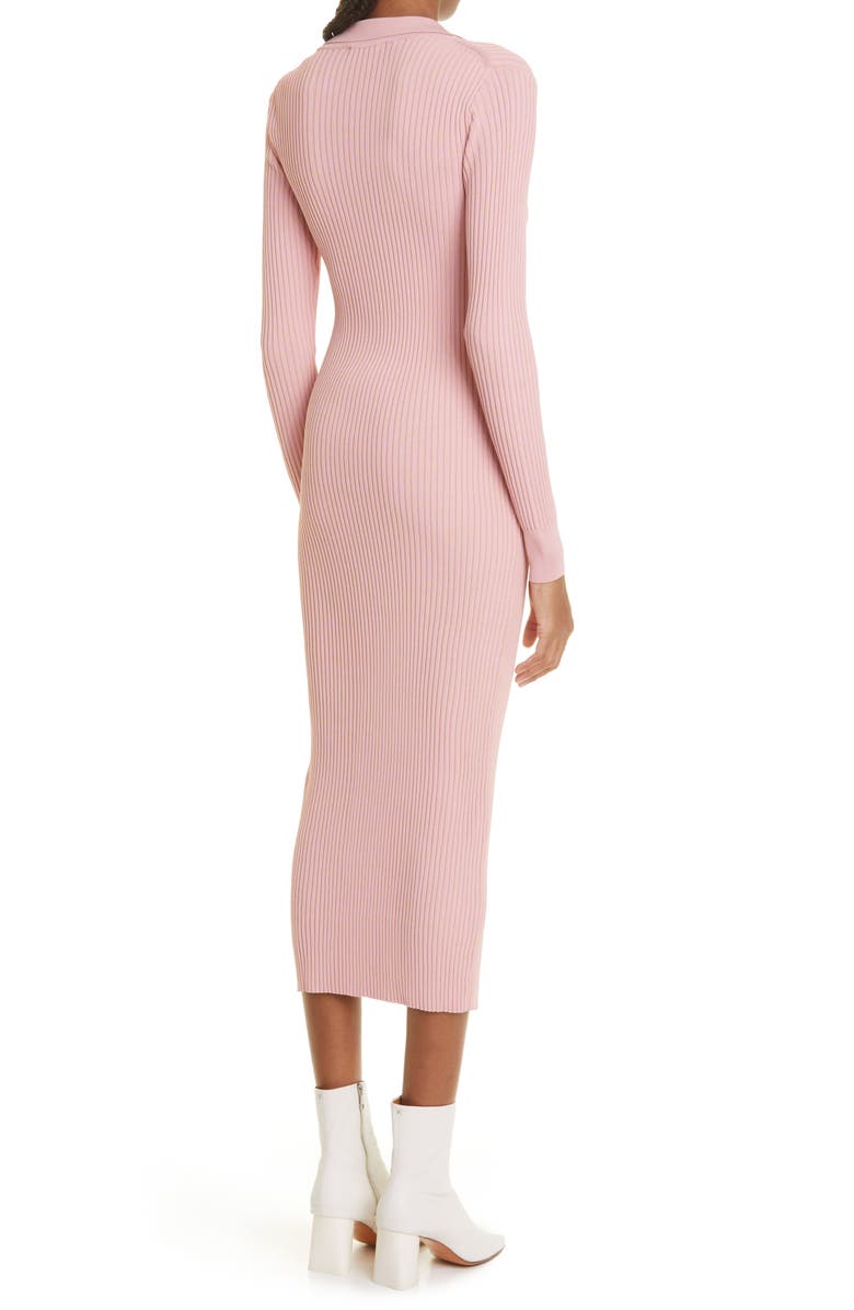 STAUD Napa Ribbed Long Sleeve Midi Dress, Alternate, color, 