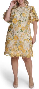 Eliza J Embroidered Floral Appliqué Cocktail Dress