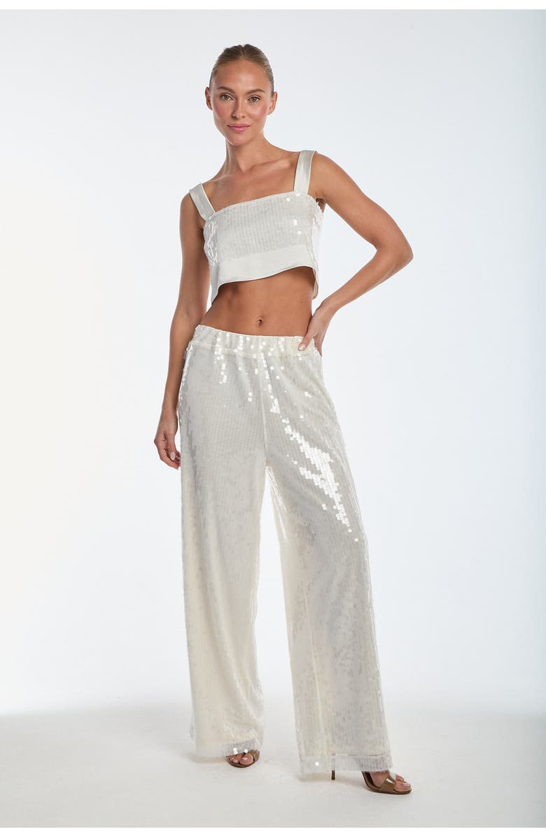 The Noli Shop Alba Sequin Pant, Main, color, Pearl