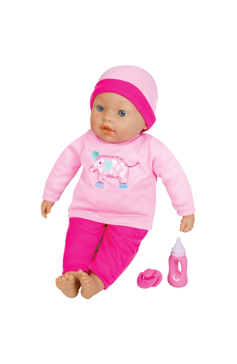 Lissi 16 Inch Interactive Baby Doll Beatrice, Hot Pink & Elephant Outfit, Cap, Alternate, color, Multicolored