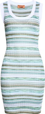 Missoni Sleeveless Space Dye Stripe Rib Mini Sweater Dress