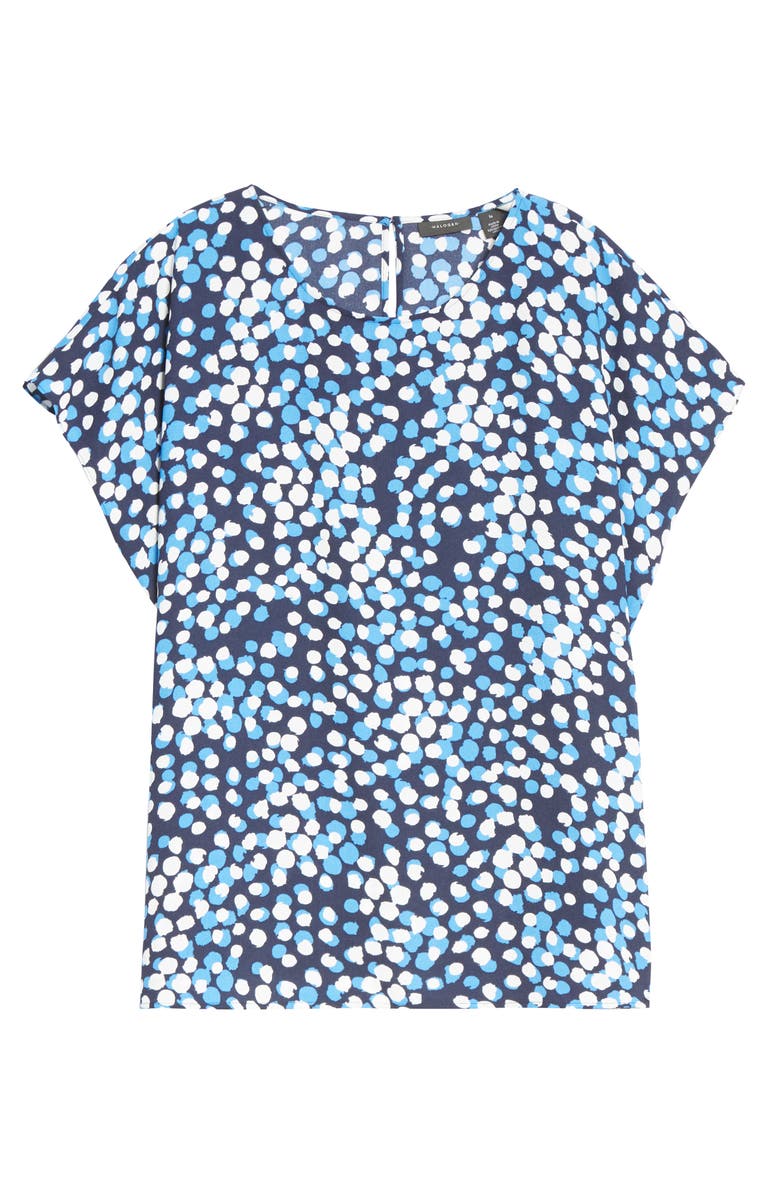 Halogen<sup>®</sup> Cap Sleeve Blouse, Main, color, Navy- Blue Dot