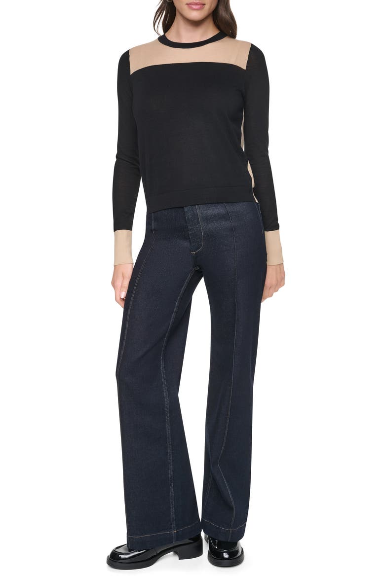 Colorblock Sweater, Alternate, color, BLACK/TRAVERTINE