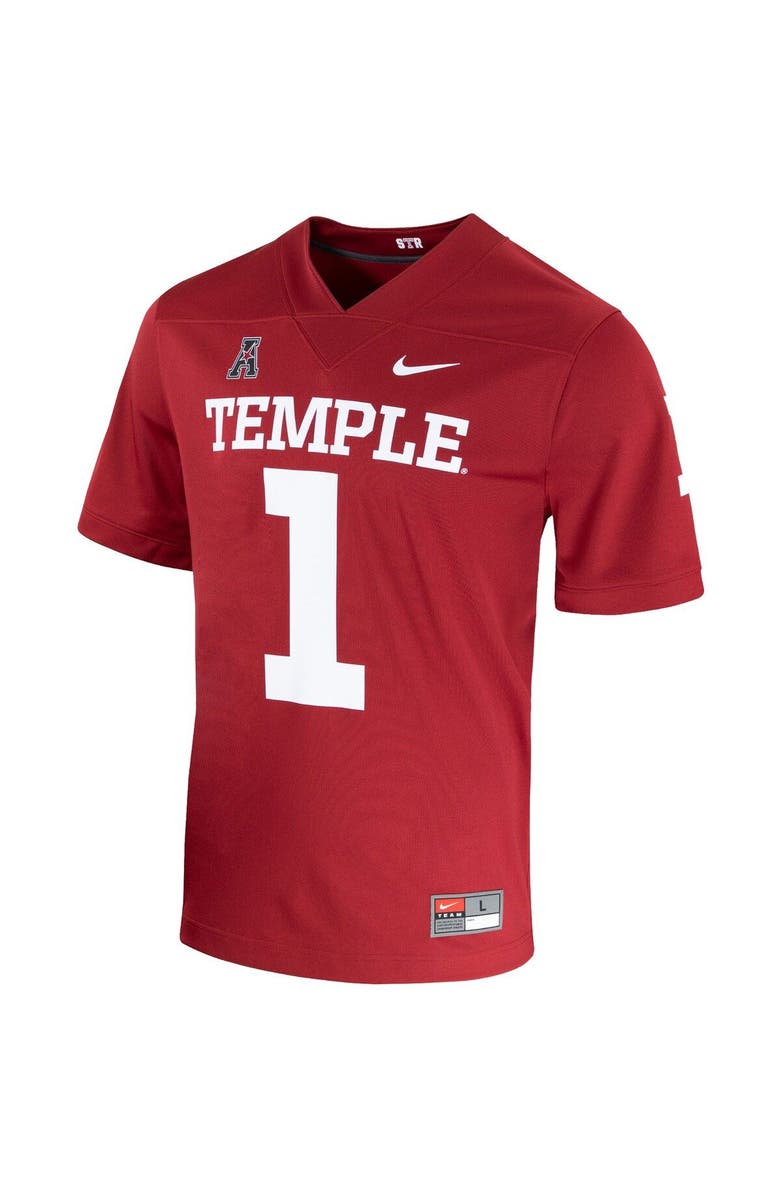 Nike Men's Nike #1 Cherry Temple Owls Football Jersey, Alternate, color,