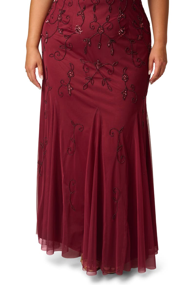 One Shoulder Beaded Gown, Alternate, color, MAHOGANY