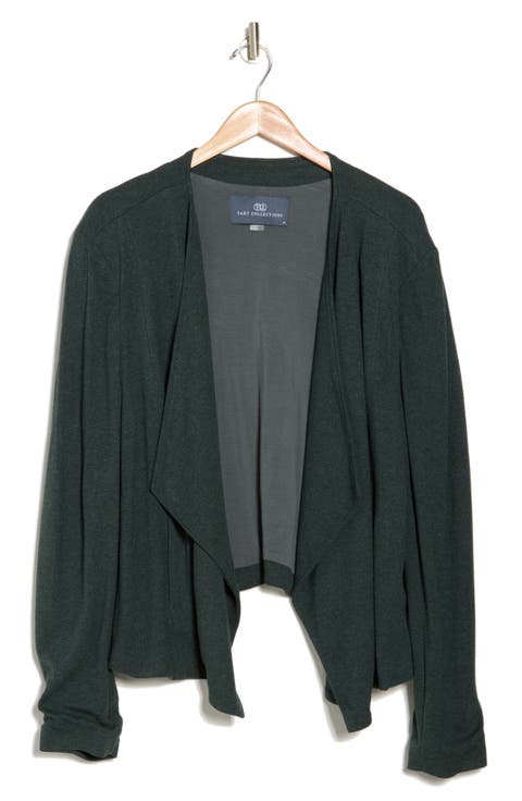 'Veronicka' Stripe Knit Open Front Jacket (Plus Size)