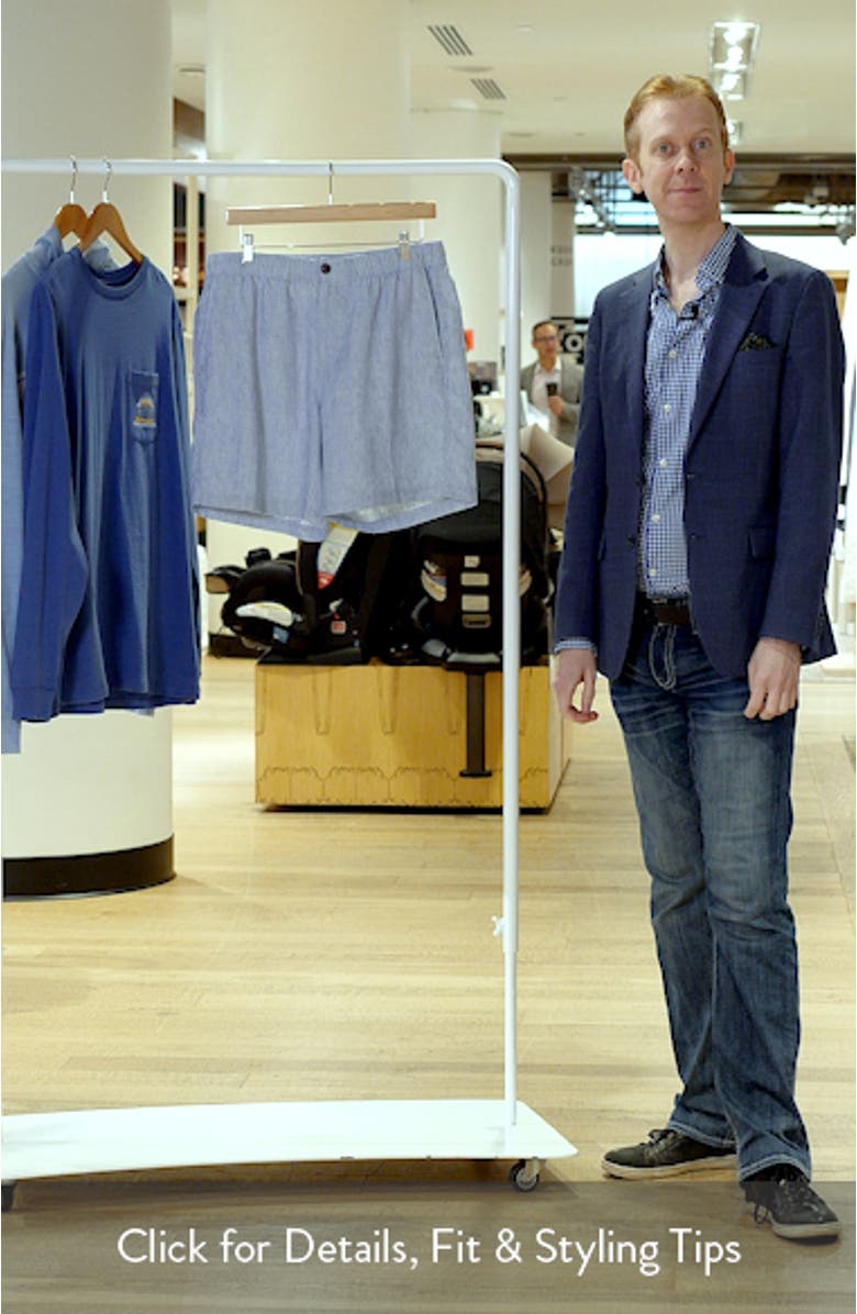 Crown Weekend Stripe Stretch Linen Blend Shorts, sales video thumbnail