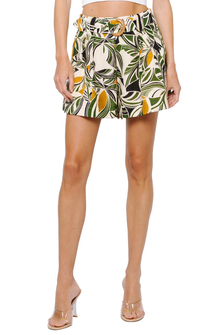 Aryvia Belted Shorts, Main, color, CREAM MULTI