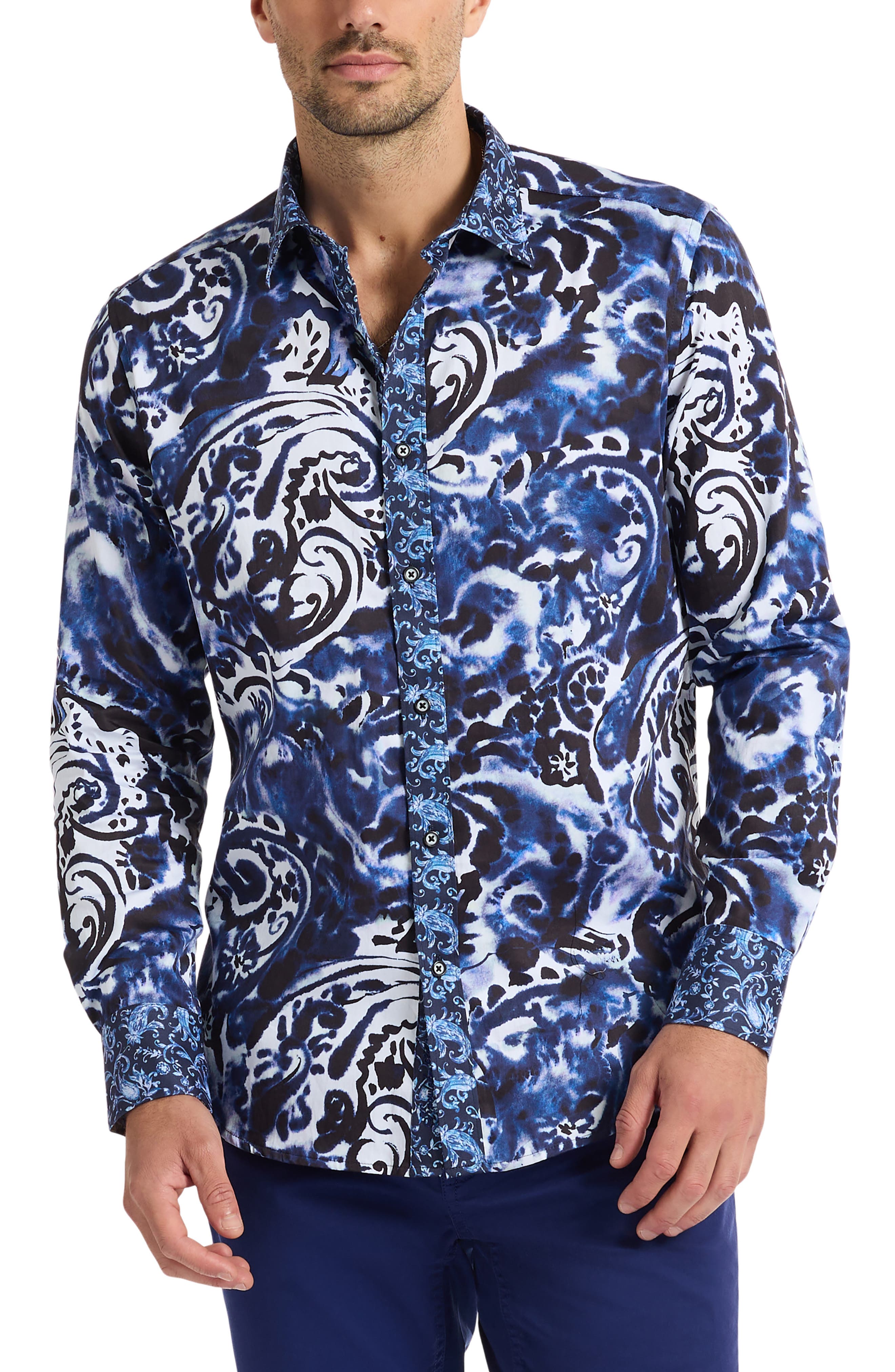 Robert Graham Potter Long Sleeve Cotton Button-Up Shirt