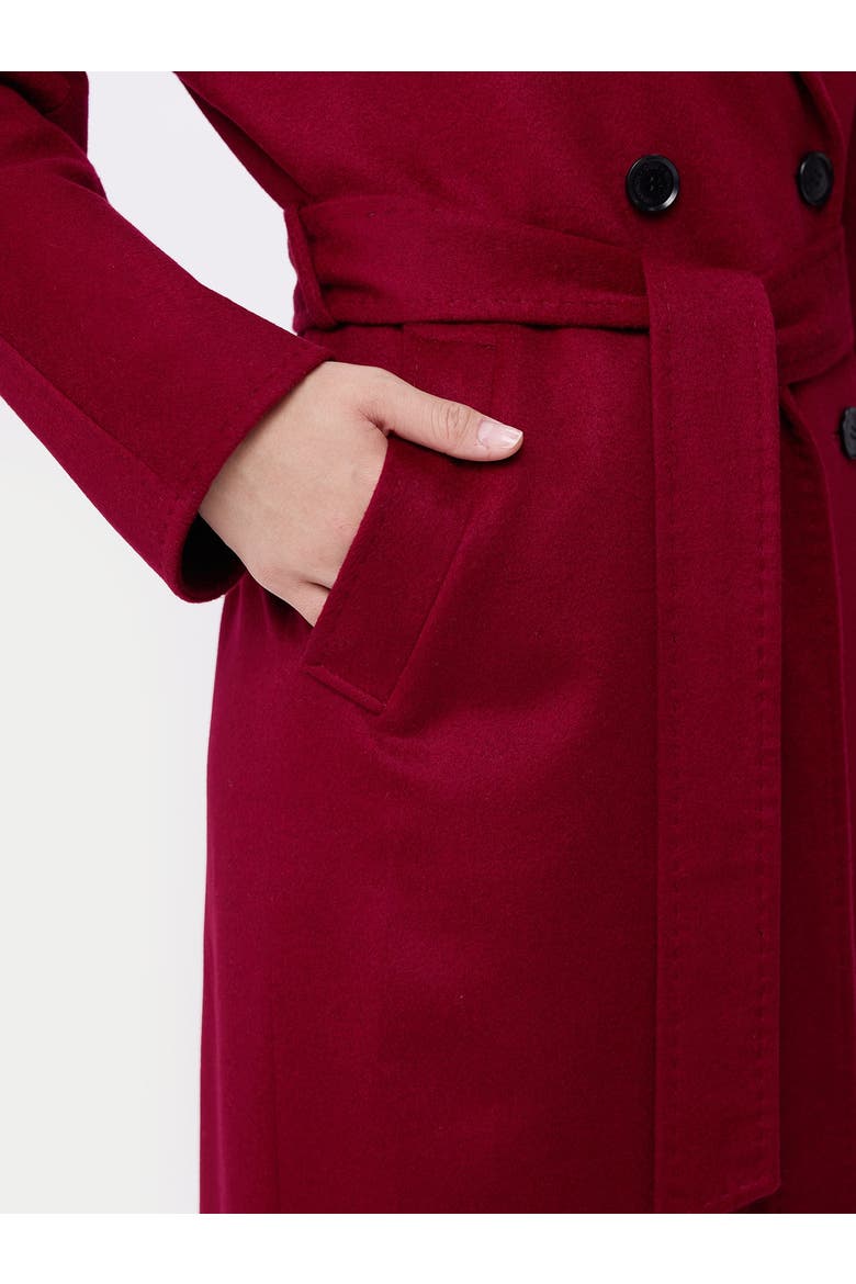 Women's Double-Breasted Cashmere Coat, Alternate, color, bordeaux