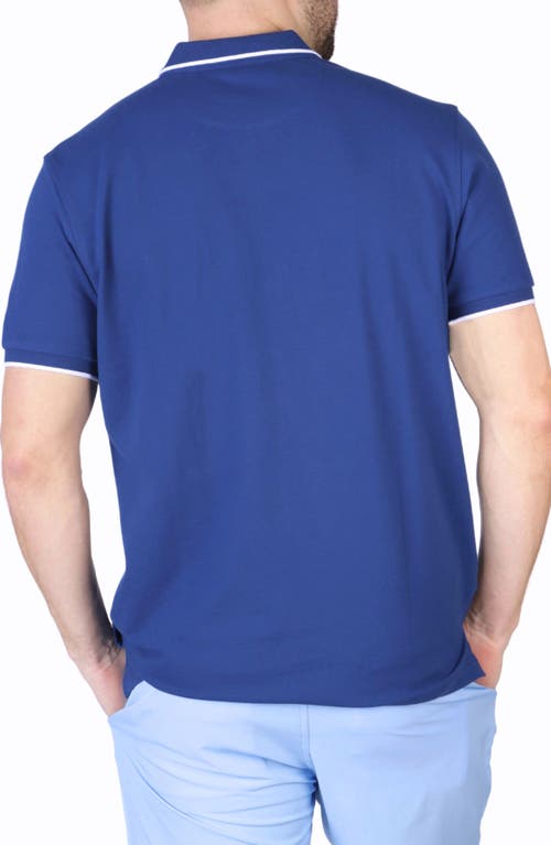 Tailorbyrd Micro Piqué Zipper Placket Polo In Navy