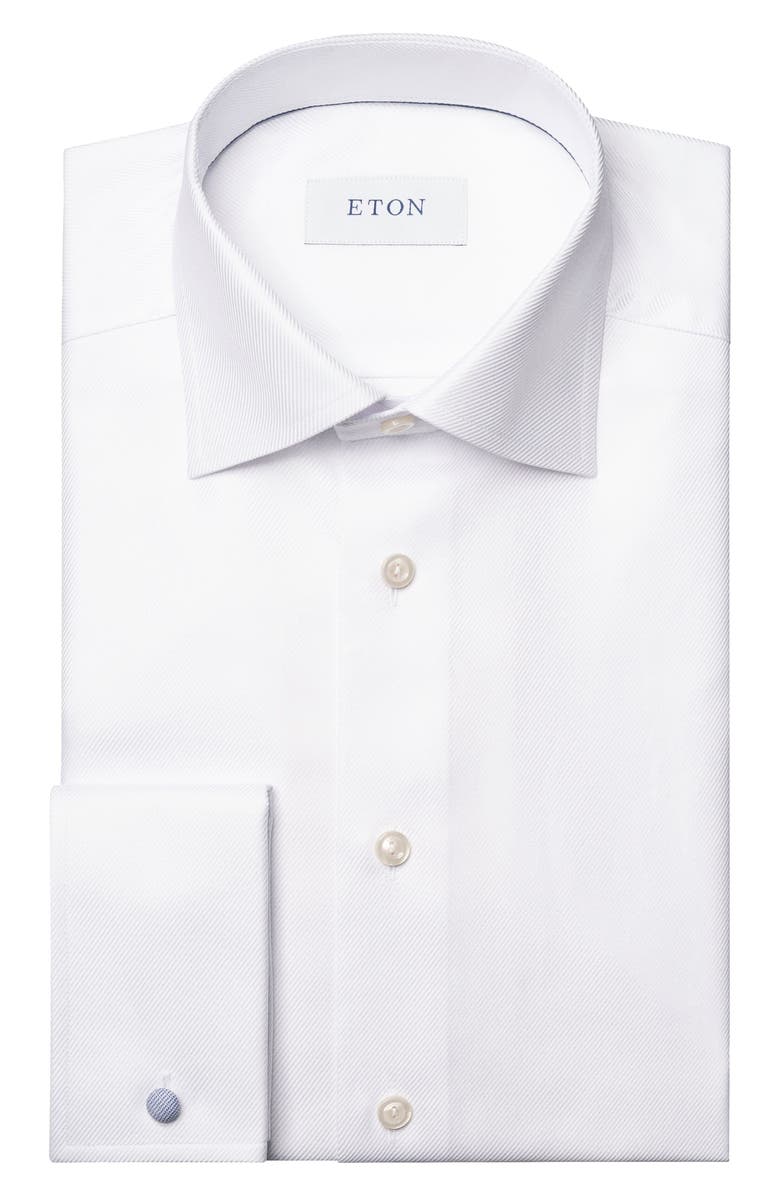 Eton Contemporary Fit Diamond Weave Dress Shirt, Alternate, color, White