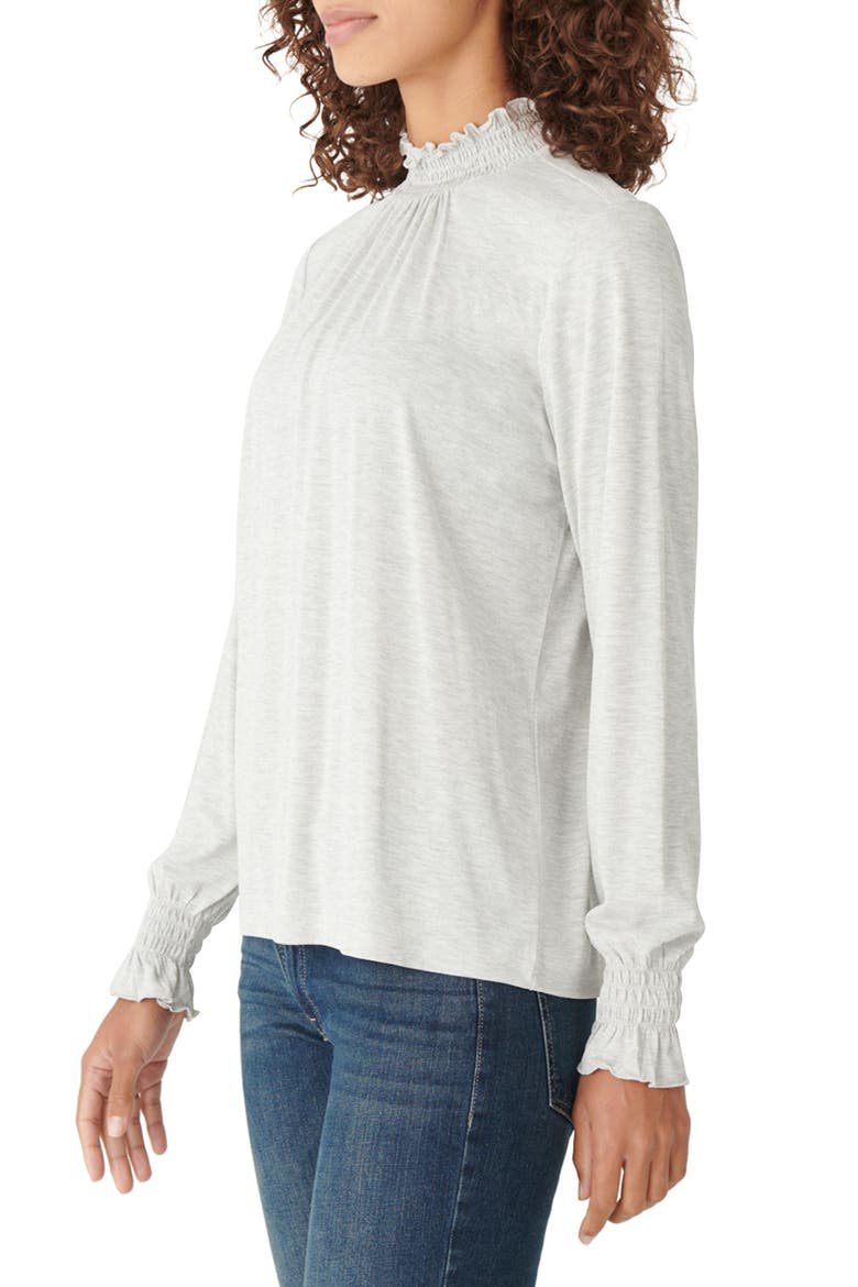 Smock Detail Long Sleeve Top, Alternate, color, HEATHER GREY