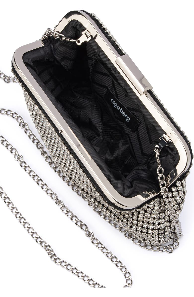 Olga Berg Jerry Crystal Clutch, Alternate, color, Silver