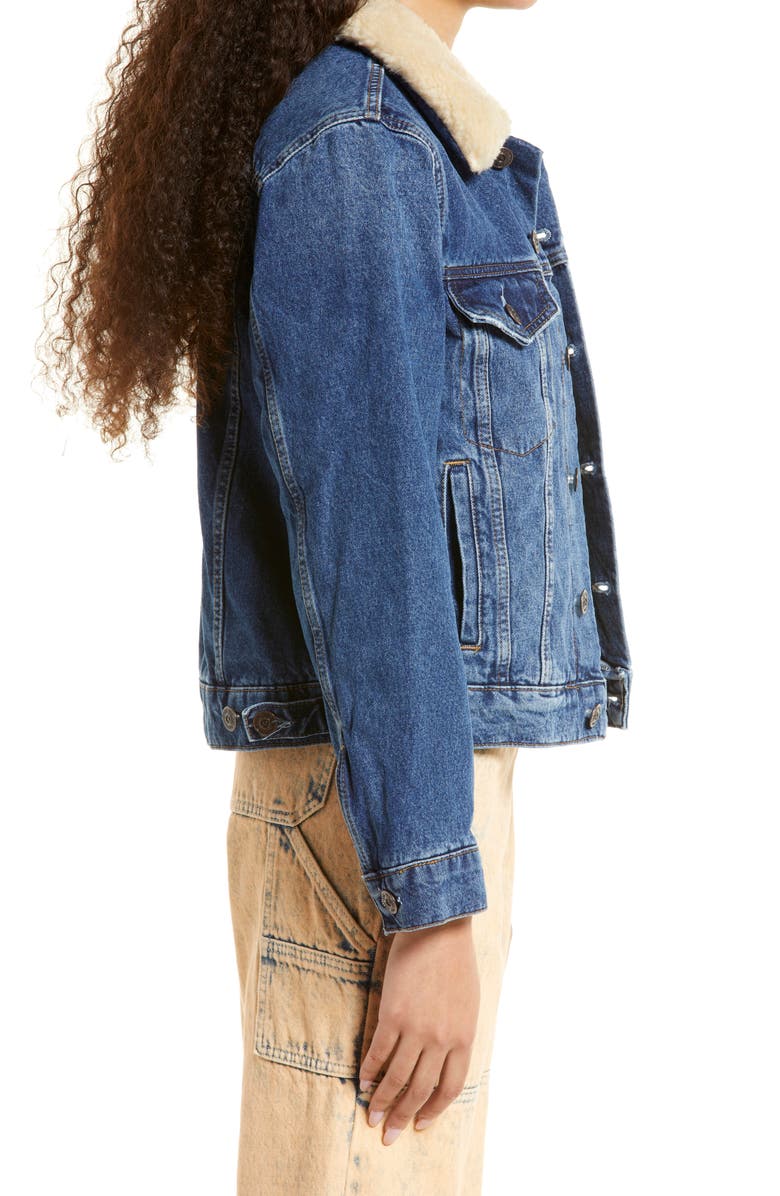 BDG Urban Outfitters Western Faux Shearling Lined Denim Jacket, Alternate, color, 