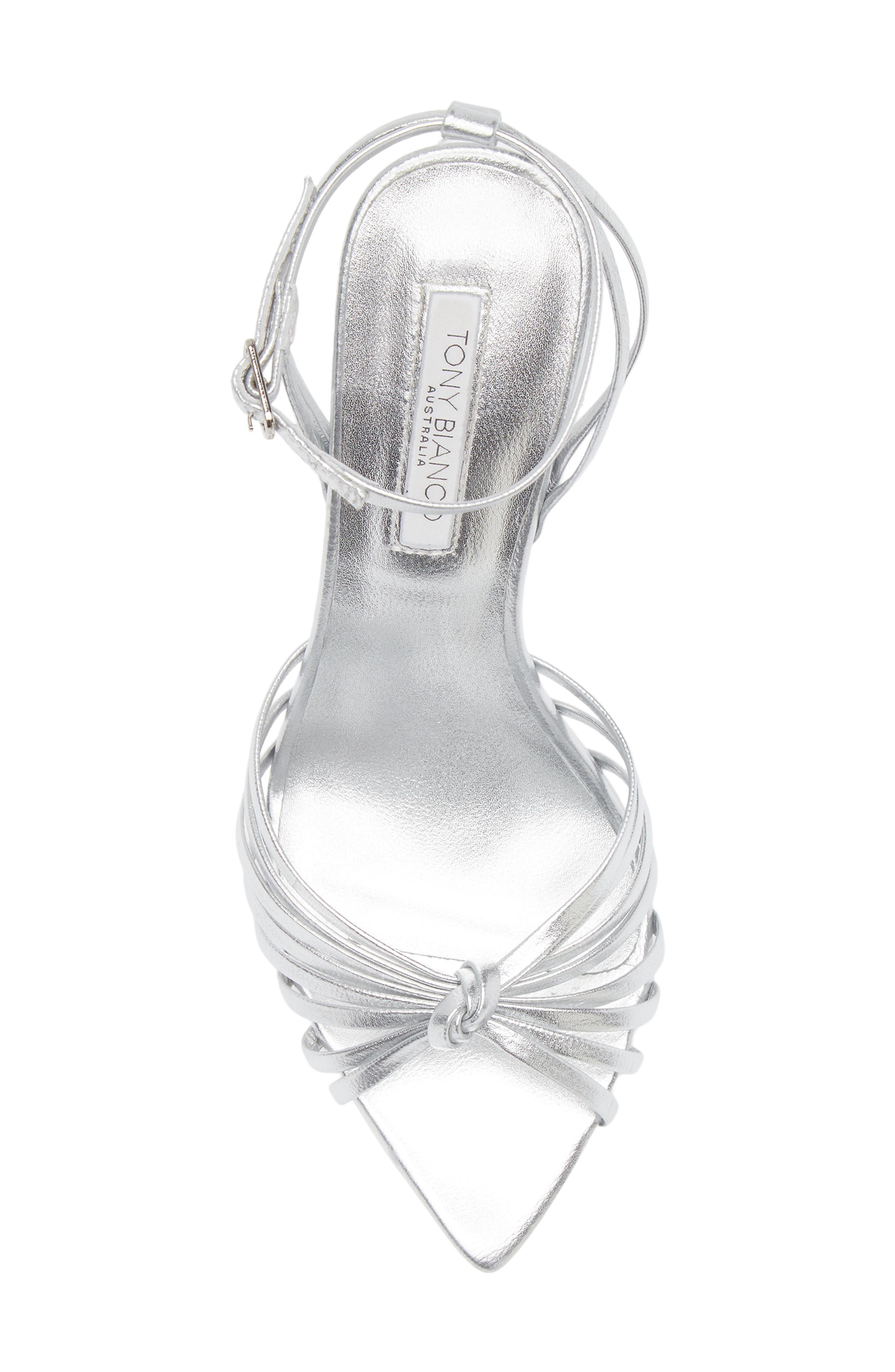 Tony Bianco Maxos Ankle Strap Pointed Toe Sandal, Alternate, color, Silver Nappa Metallic