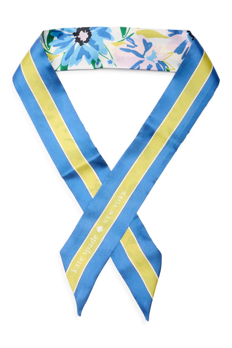 Festive Floral Skinny Scarf, Main, color, CREAM